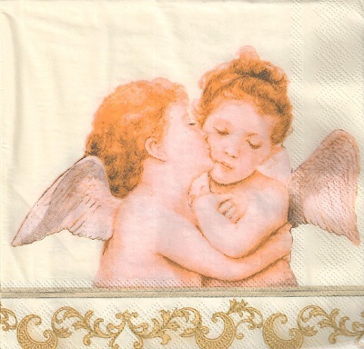 Servietten 4 Stück "Angel Twins" 1/4, 33 x 33 cm