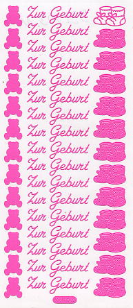 *Stickerbogen "Zur Geburt" (rosa)