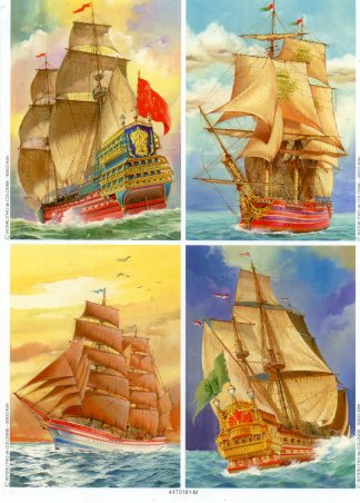 5er SET vier Grundbilder "Segelschiffe"