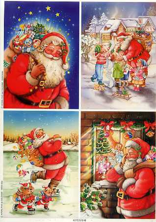 5er SET vier Grundbilder "Weihnachtsmann"
