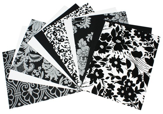 *Baumwollpapier 12 x DIN A4 schwarz/weiß