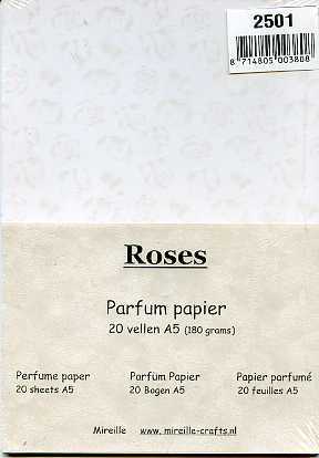 *Parfümpapier "Rosen" 20 x A5, 180 g, weiß
