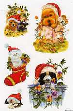 10 Stickerbogen "weihnachtl. Hunde"