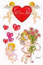 10 Stickerbogen "Engel mit Herzen bzw. Rosen"