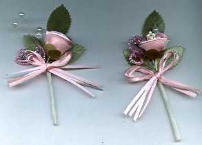 2 Stück Rose mit Schleifchen und Perlenherzen silber + weiß sofort lieferbar
