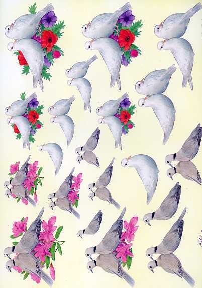 Mireille 3-D Schneidebogen "Tauben mit Blumen"