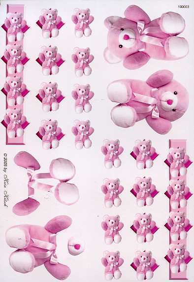 *Kein Kitsch 3-D Bogen "rosa Teddybärchen"
