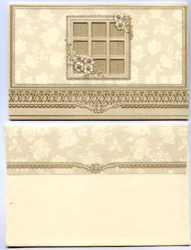 3 Rahwanji-Karten mit Fensterausstanzung + 3 Umschl. + 3 Einleger