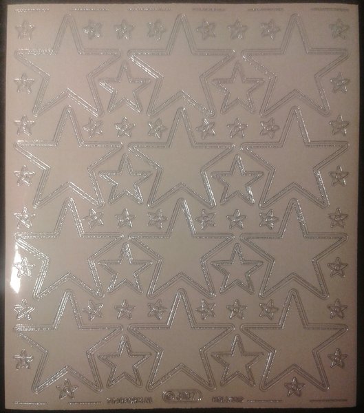 Sticker 20 x 23 cm Sterne transp. mit Silberkontur
