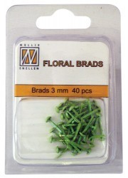 Floral glitter brads GB005 green 40 Stück
