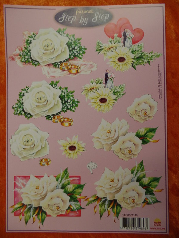 3-D Schneidebogen Rosen mit goldenen Eheringen
