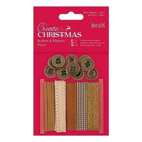 Create Christmas - Button & Ribbon Pack  Bronze