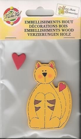 *Embellishment Holz-Katze mit Herz