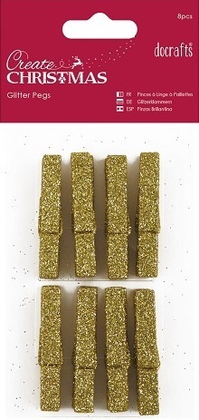 Create Christmas Glitter Klammern 8 Stück Gold