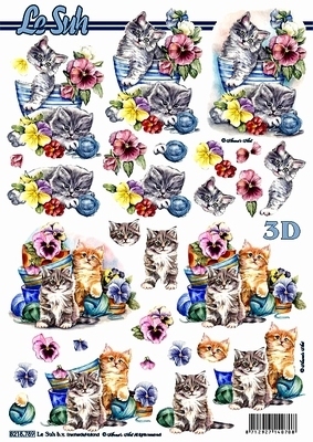 Le Suh 3-D Schneidebogen "Katzen und Blumen"