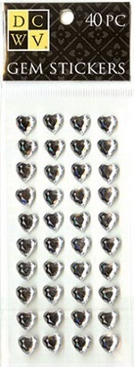 DCWV GEM Sticker Hearts Clear / Herzen transparent