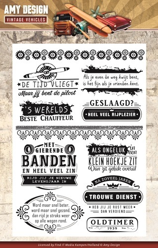 *11 Clear Stamps VINTAGE VEHICLES Texte