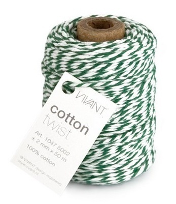 Kordel Baumwolle Twist grün/weiss - 50 m 2 mm sofort lieferbar