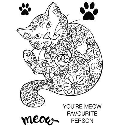 *Woodware Clear Stamp Set - Decorative Cat