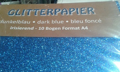 *Glitterlaminiertes Papier 1 Blatt A4 dunkelblau